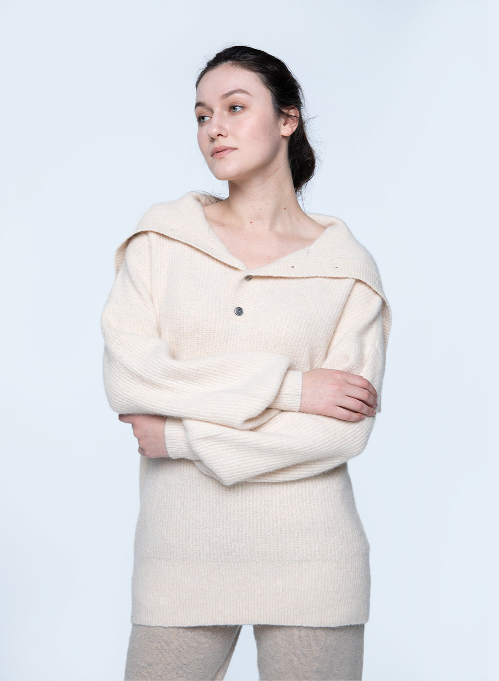 Anissa Button-detail Turtleneck