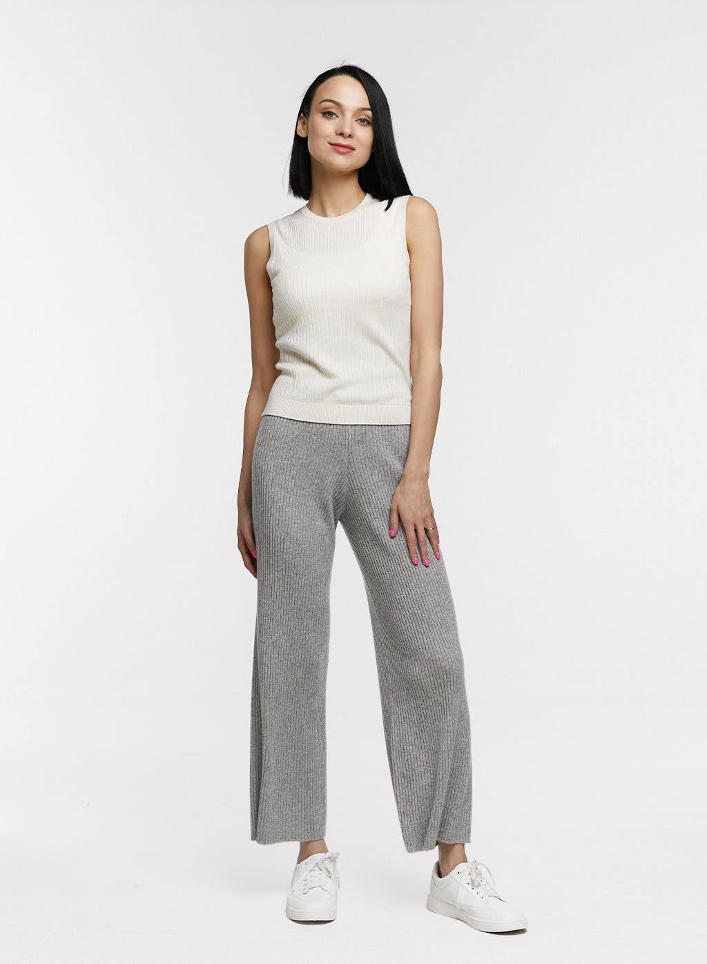 Amiable Rib-Knit Cashmere Pants
