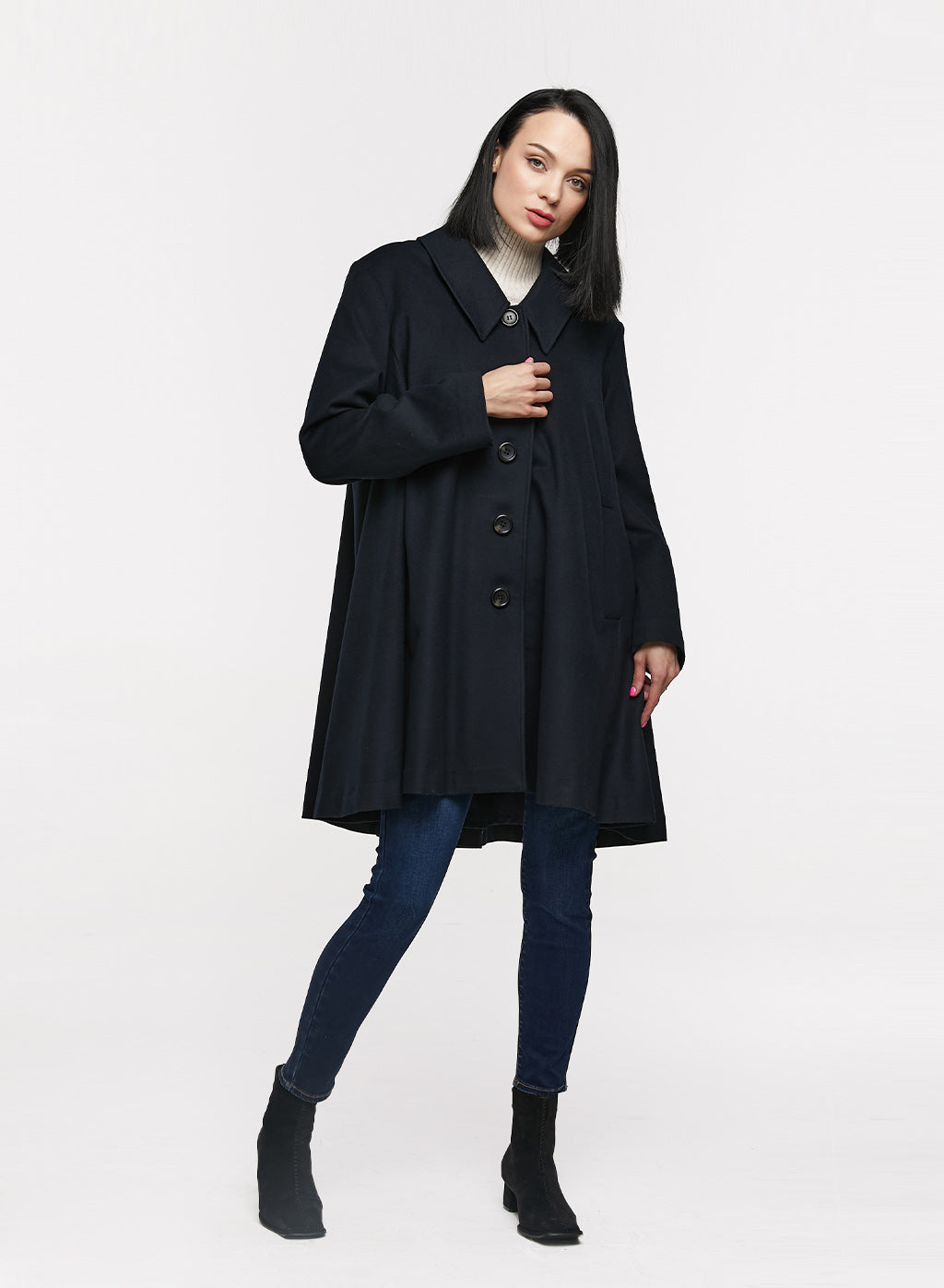 Cape Mid-length Cashmere Coat