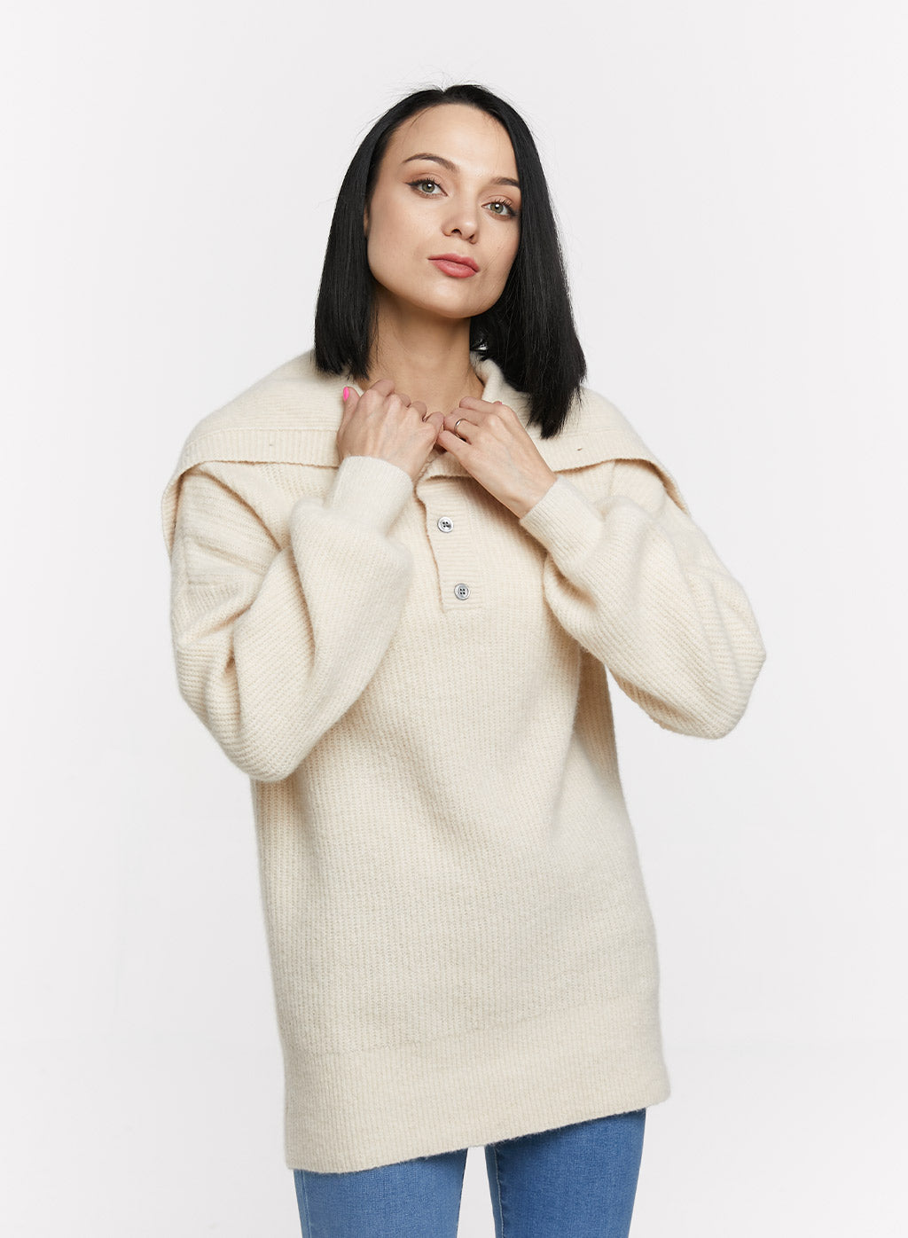 Anissa Button-detail Turtleneck