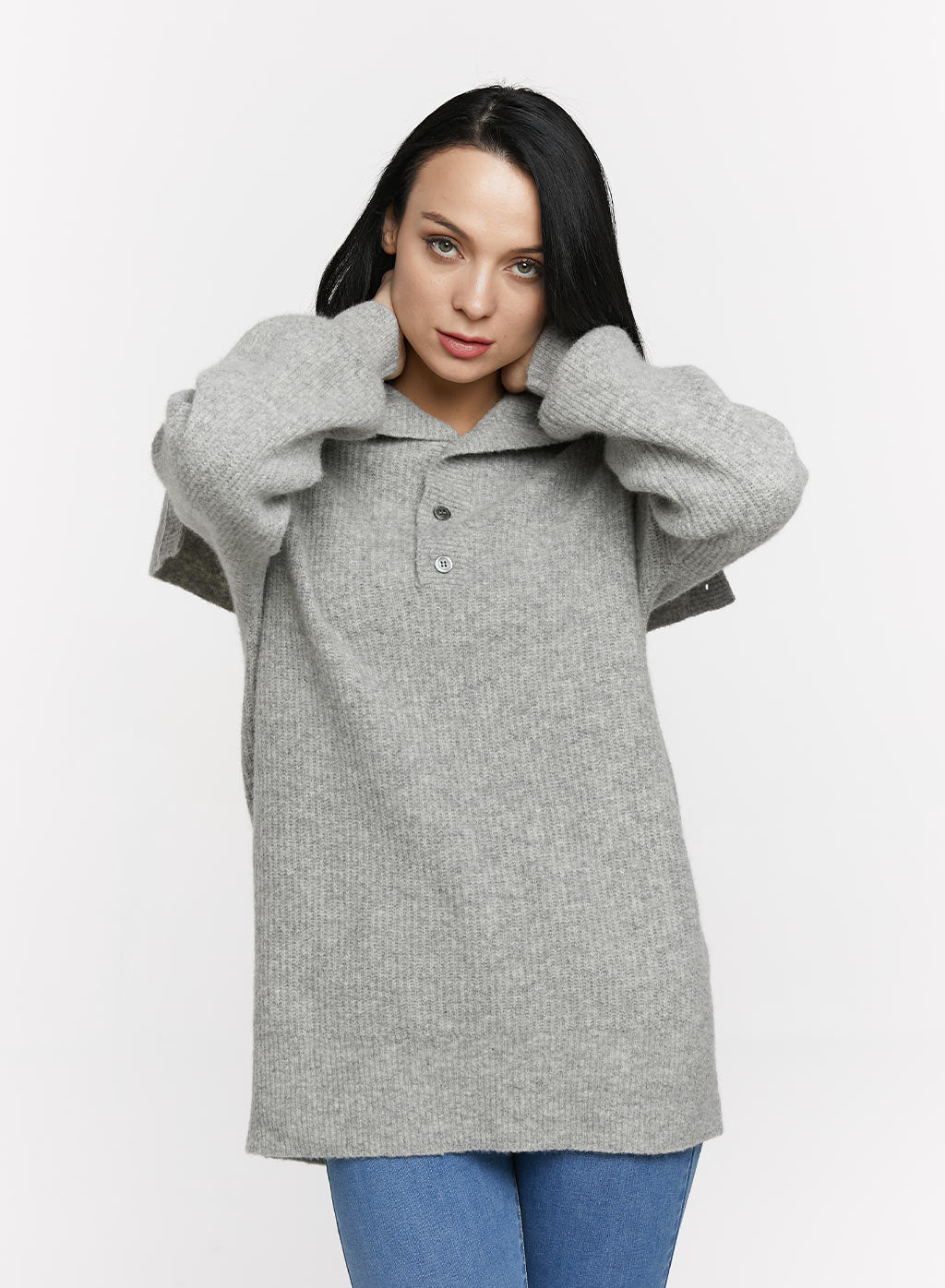 Anissa Button-detail Turtleneck