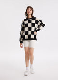 Checkerboard Pattern Cashmere Sweater