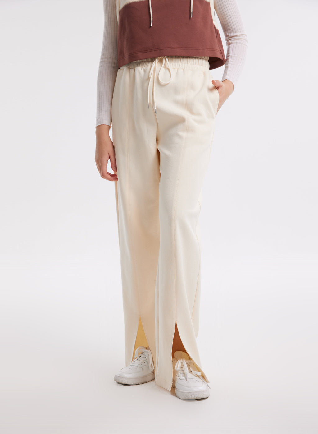 High Waist Bottom Slit Sweatpants Women