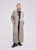 Single Breasted Color Block Cashmere Coat