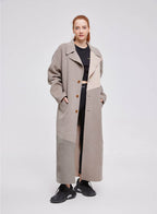 Single Breasted Color Block Cashmere Coat