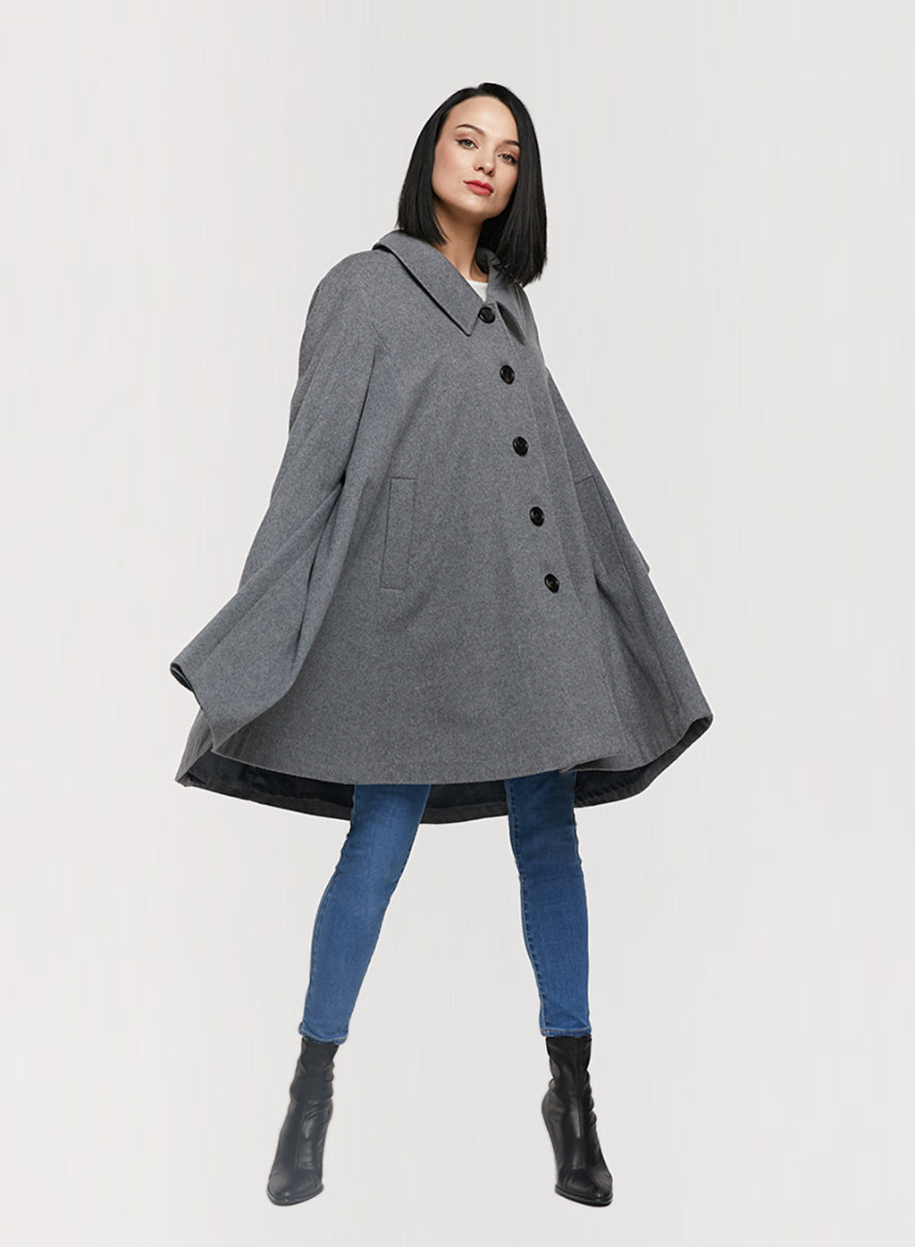Cape Mid-length Cashmere Coat