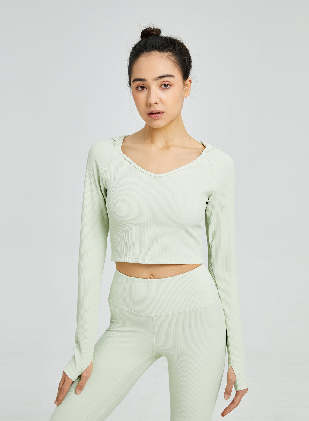 Arise Ribbed Back-hood Yoga Top