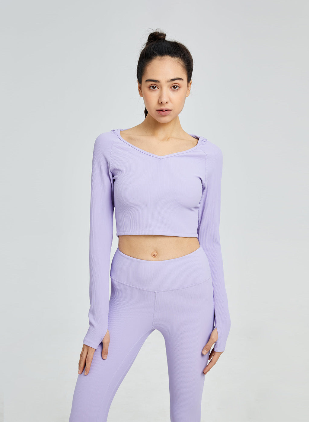 Arise Ribbed Back-hood Yoga Top