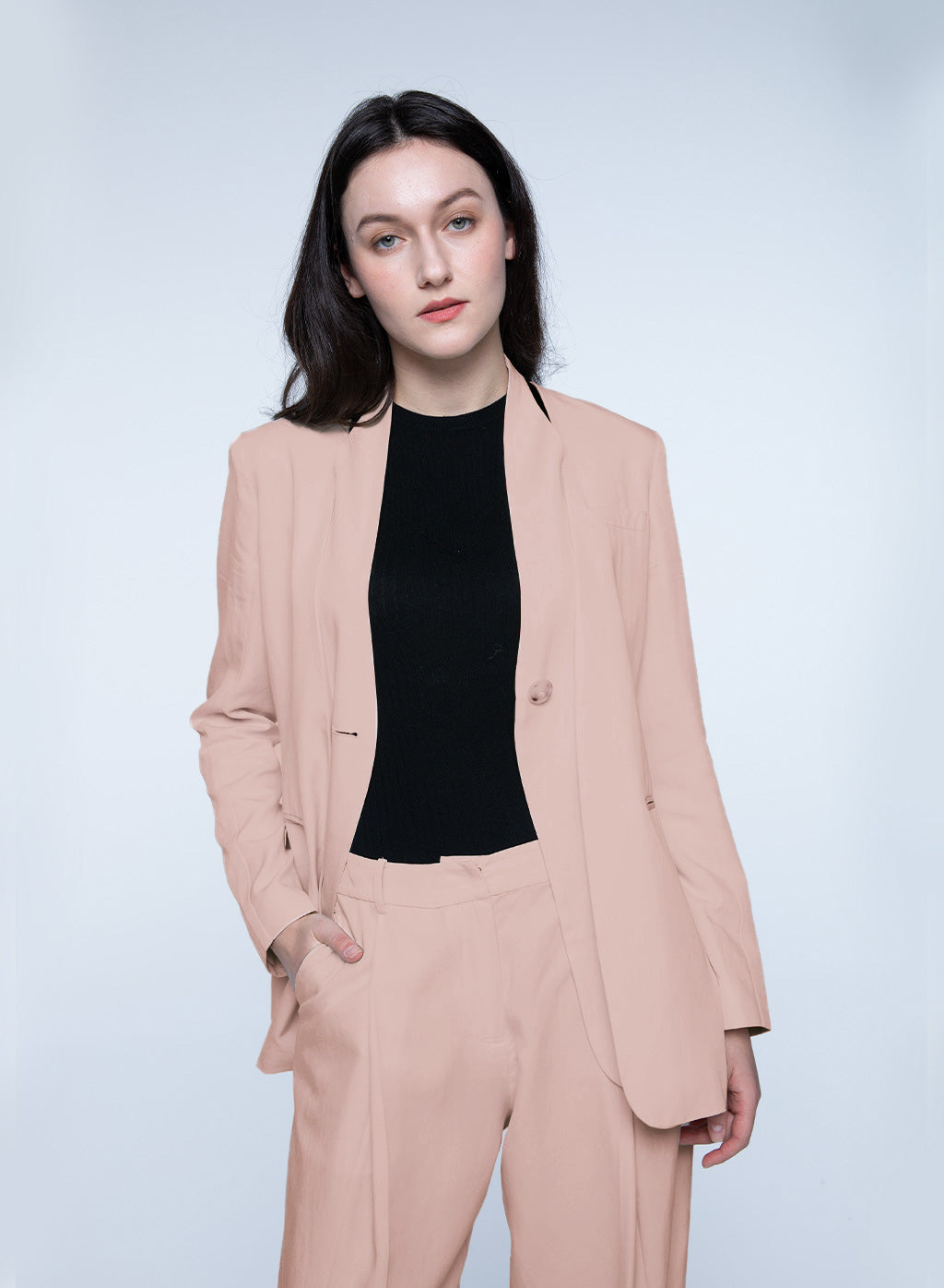 Basic Collarless Blazer