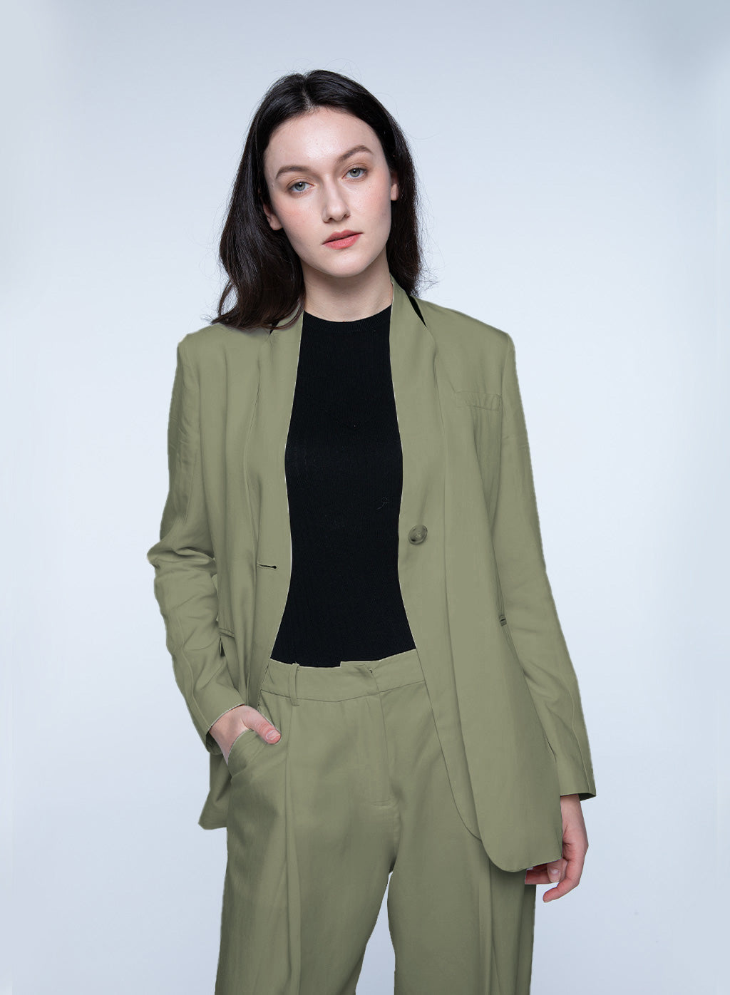 Basic Collarless Blazer