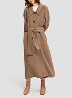 Buttoned Pure Camel Hair Coat