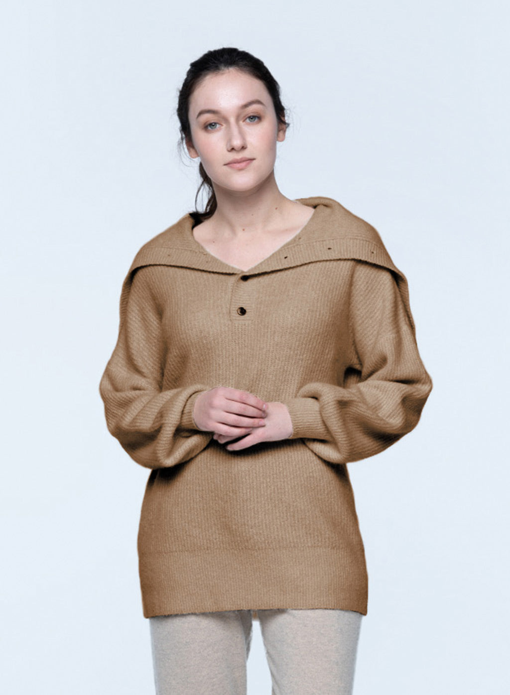 Anissa Button-detail Turtleneck