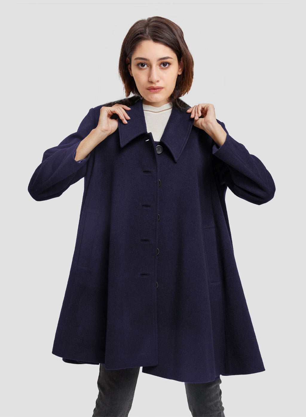 Cape Mid-length Cashmere Coat