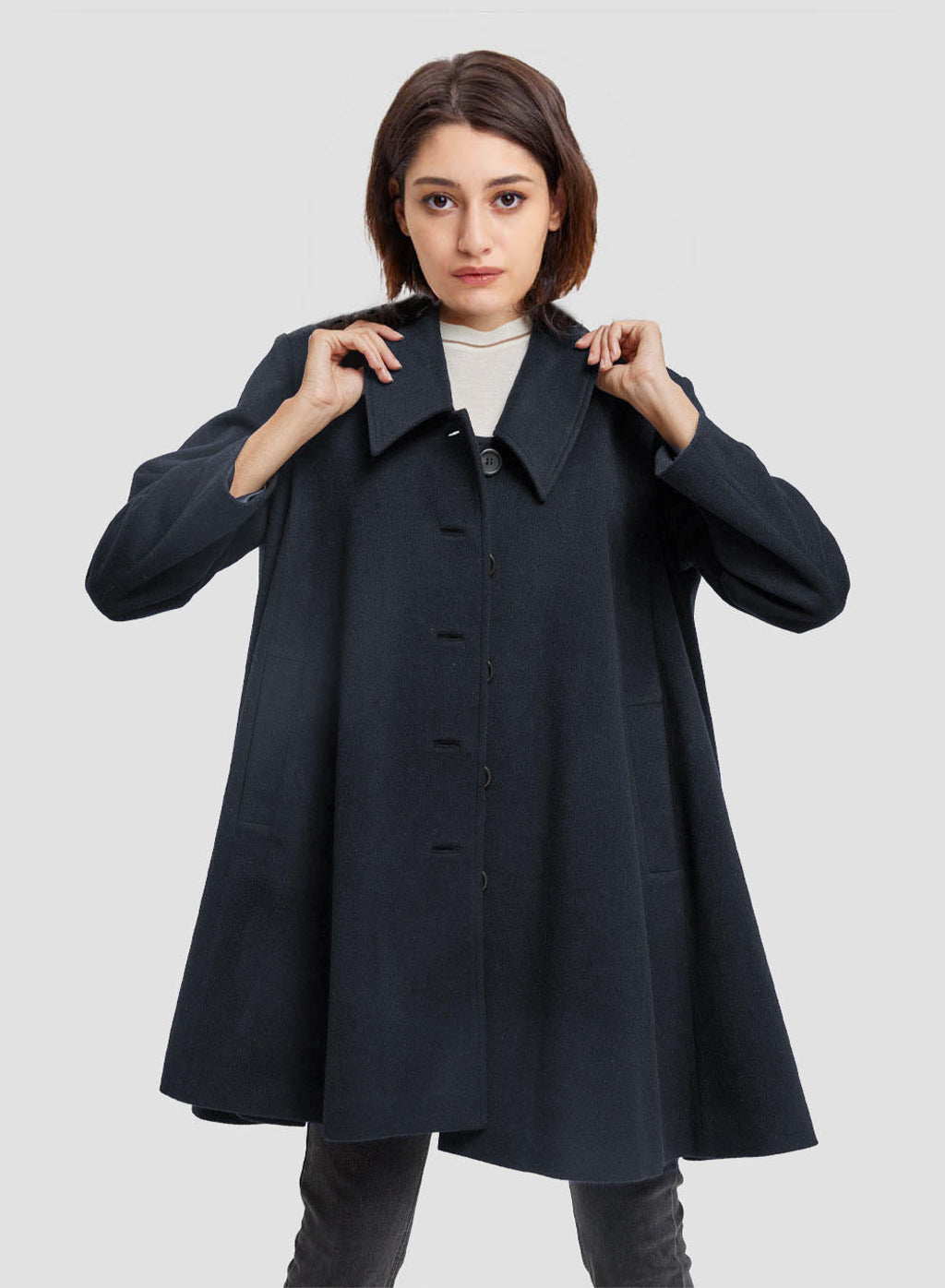 Cape Mid-length Cashmere Coat