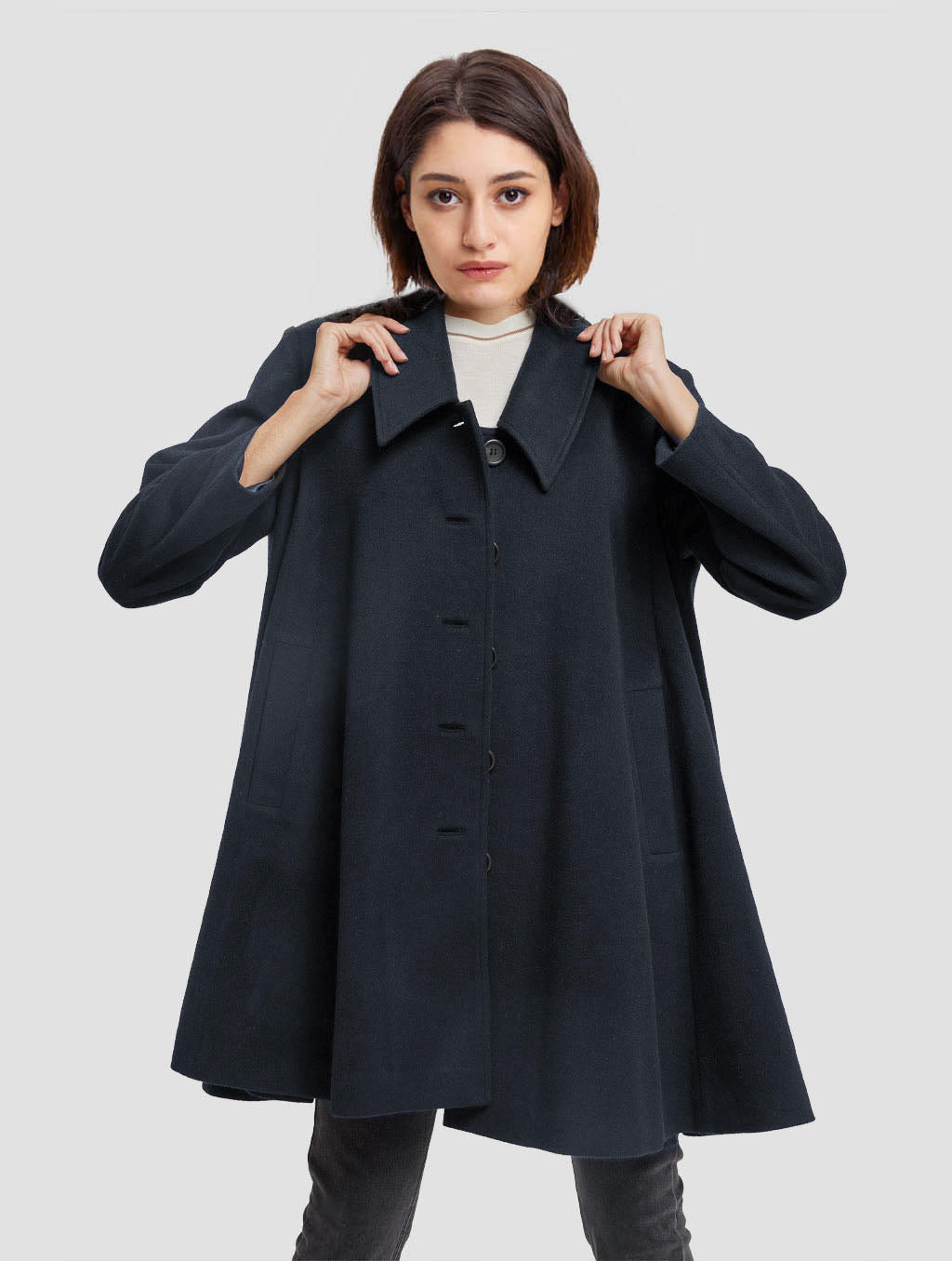 Cape Mid-length Cashmere Coat