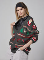 Christmas V-neck Buttoned Sweater