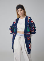 Christmas V-neck Buttoned Sweater