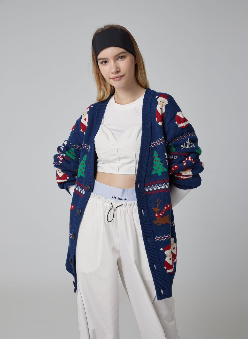 Christmas V-neck Buttoned Sweater