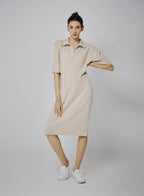 Cove Lapel Wool Dress