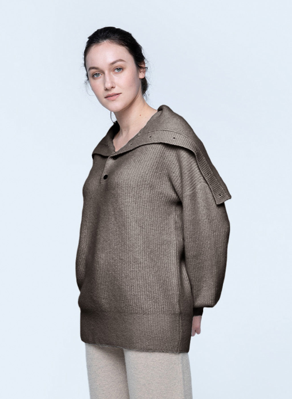 Anissa Button-detail Turtleneck