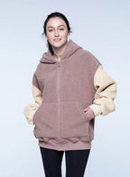 Color-Blocked Hooded Zipper Jacket