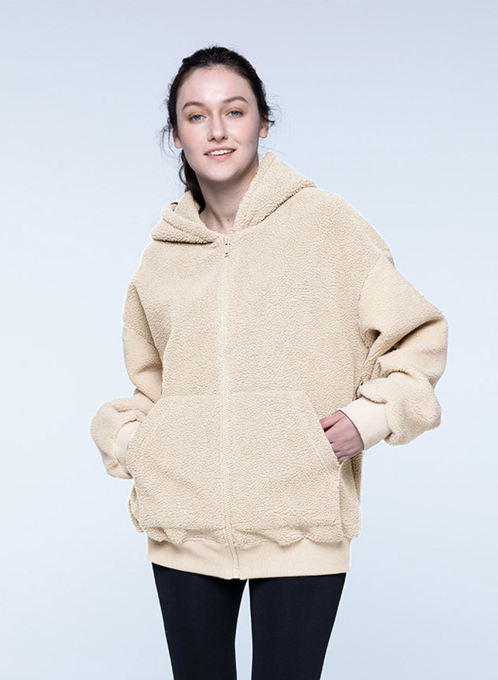 Color-Blocked Hooded Zipper Jacket