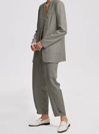 Basic Collarless Blazer Set