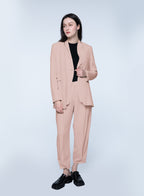 Basic Collarless Blazer Set