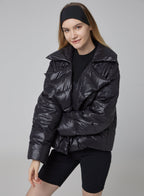 Lapel Solid Color Puffer Jacket