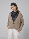 Nasri Horn Button Cashmere Cardigan