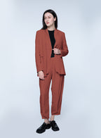Basic Collarless Blazer Set