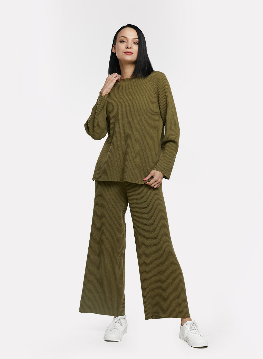 Amiable Rib-Knit Cashmere Pants