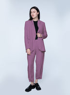 Basic Collarless Blazer Set