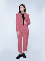 Basic Collarless Blazer Set
