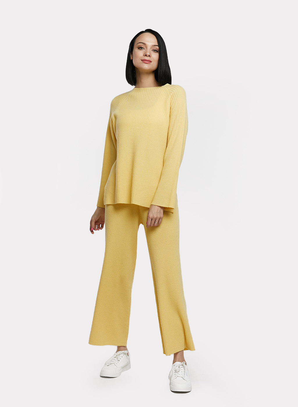 Amiable Rib-Knit Cashmere Pants