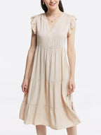 A-line V-neck Tiered Dress