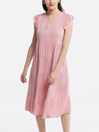 A-line V-neck Tiered Dress