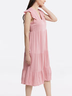 A-line V-neck Tiered Dress