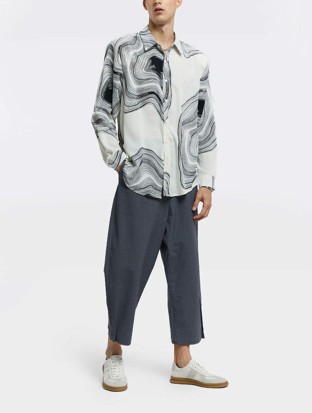 Abstract Print Long-Sleeve Shirt