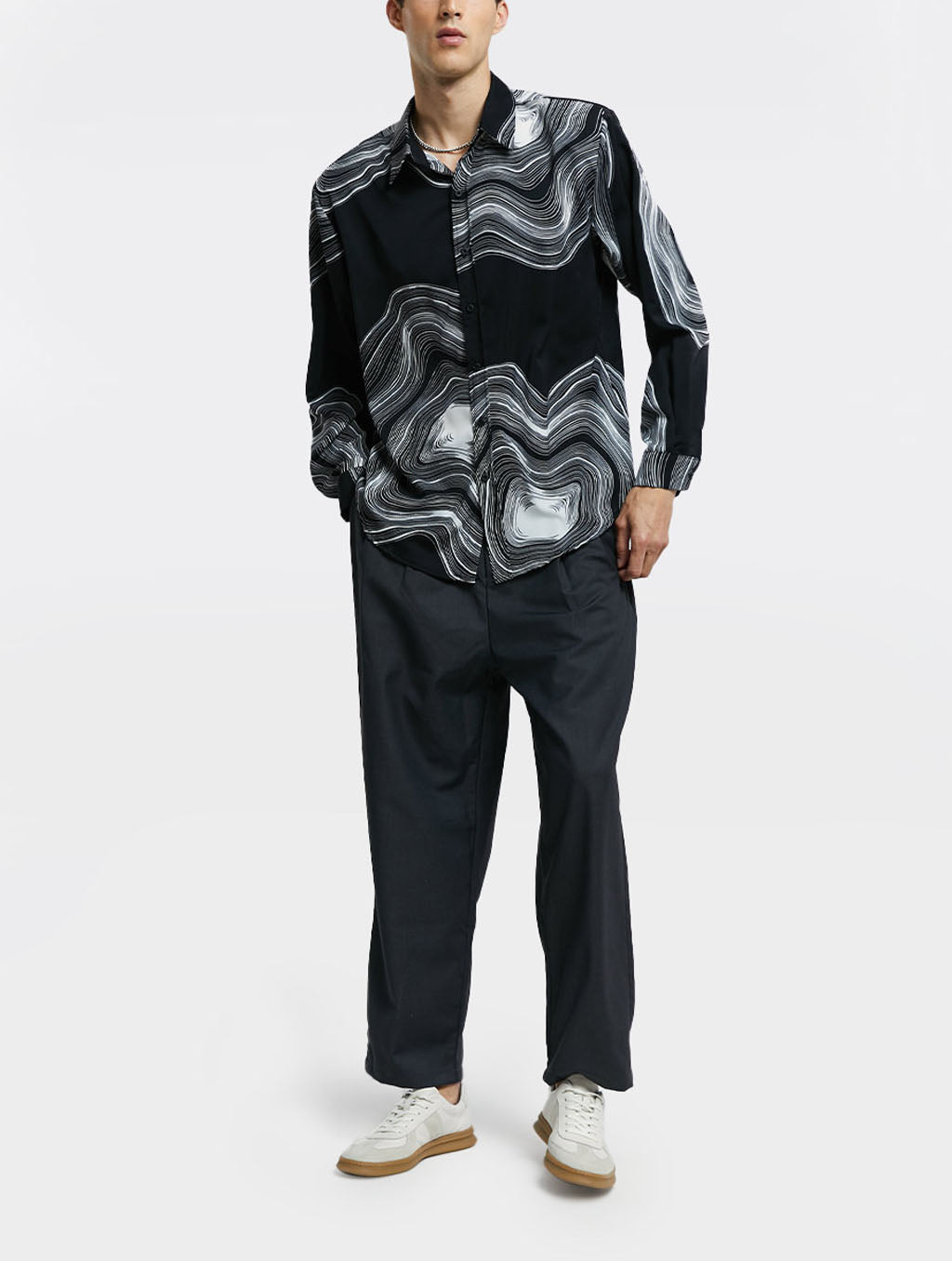 Abstract Print Long-Sleeve Shirt
