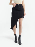 Asymmetric Denim Skirt