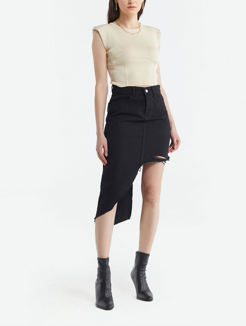Asymmetric Denim Skirt