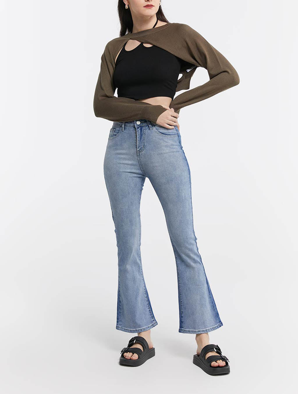 Asymmetric Open Front Smock Top