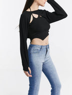 Asymmetric Open Front Smock Top