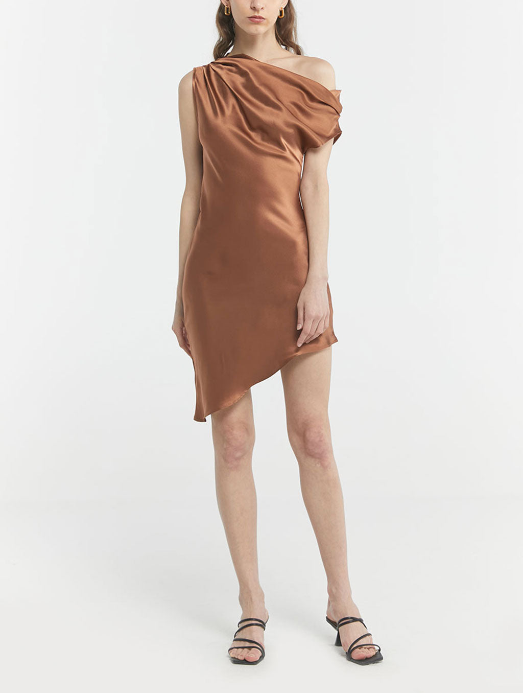 Asymmetrical One-Shoulder Silk Dress