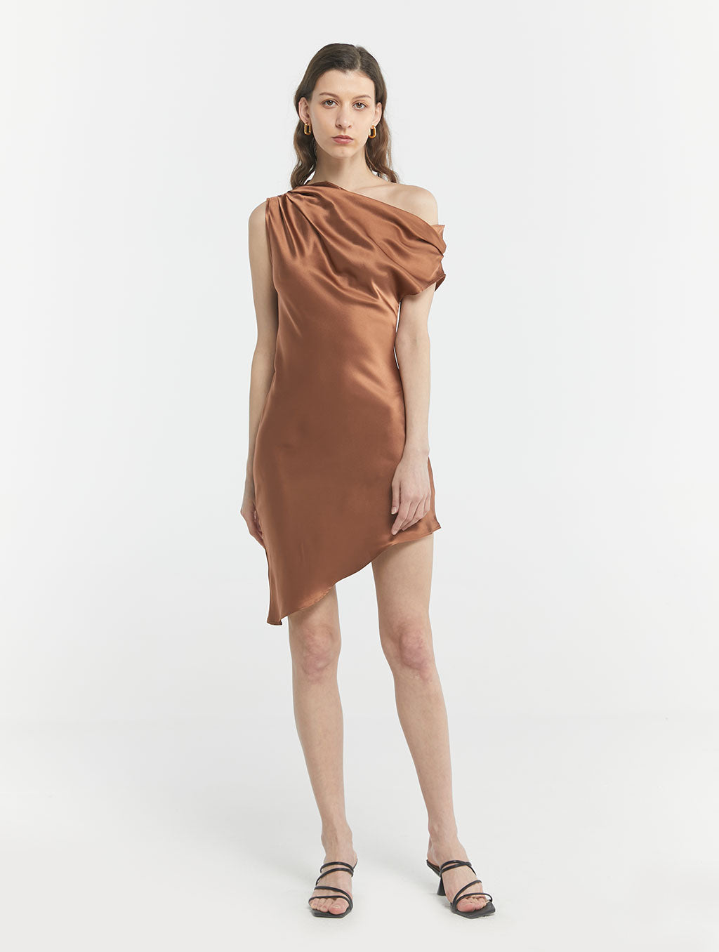 Asymmetrical One-Shoulder Silk Dress