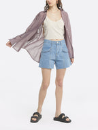 Back Slit Long Sleeve Shirt