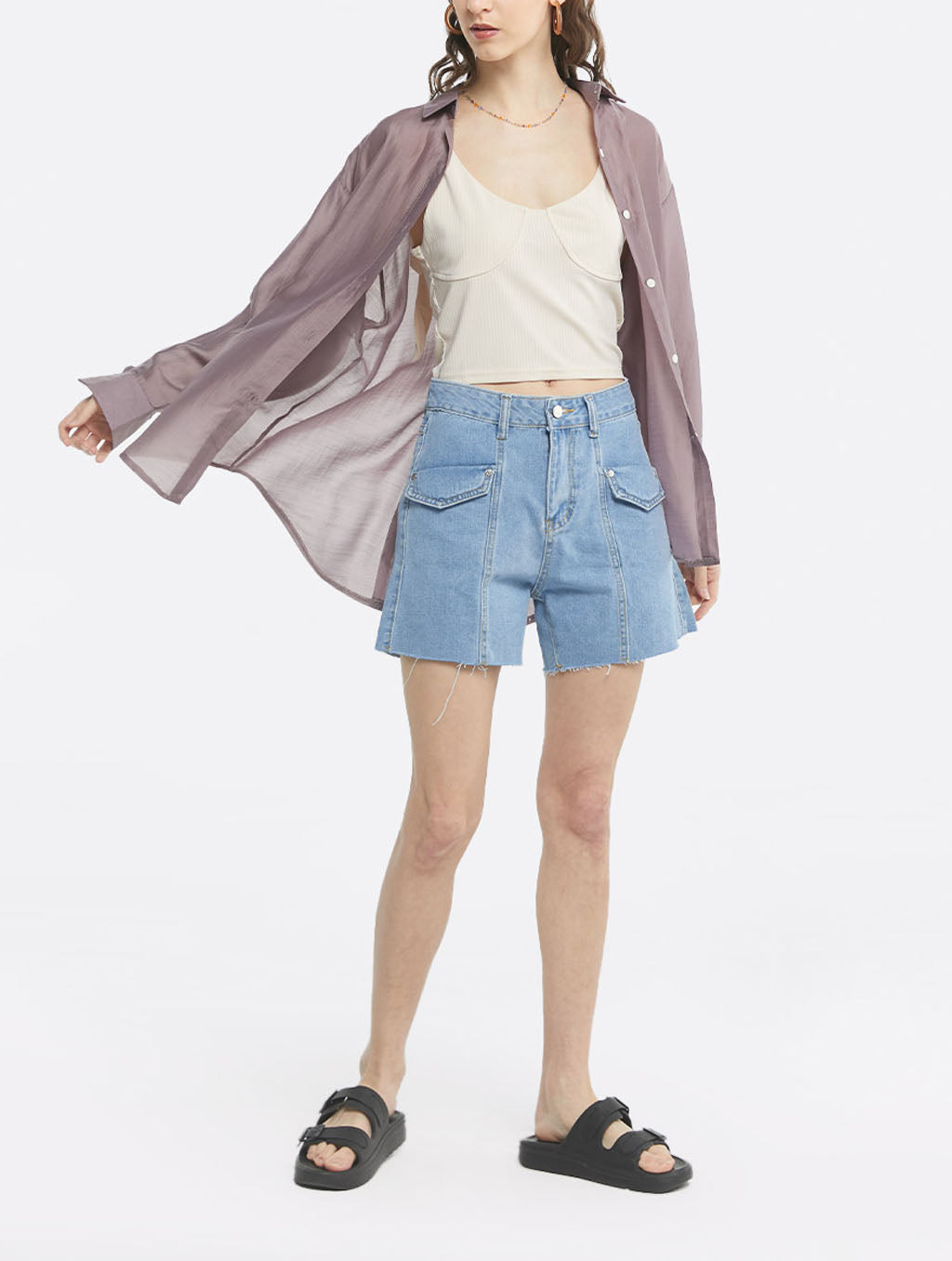 Back Slit Long Sleeve Shirt