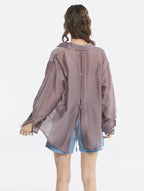 Back Slit Long Sleeve Shirt