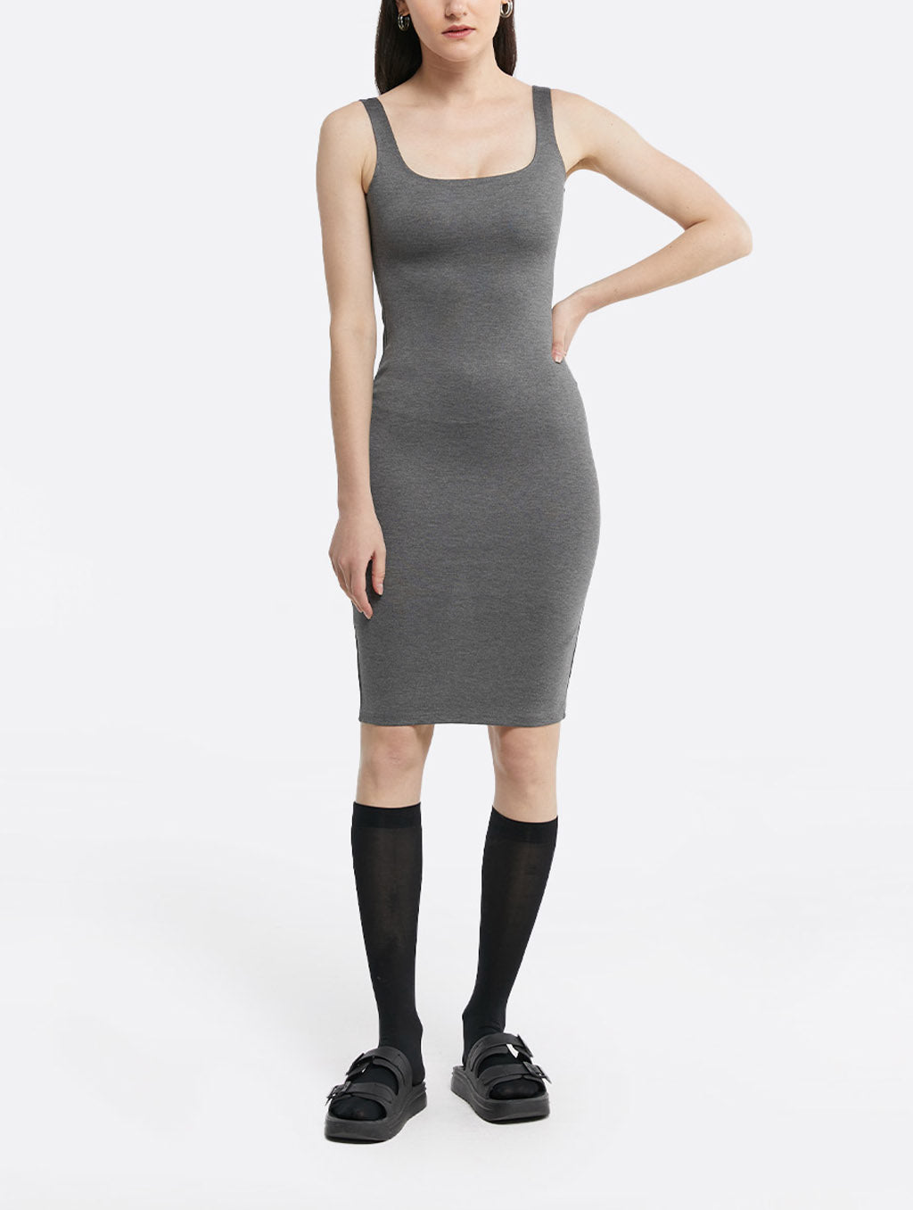 Back Slit Strap Bodycon Dress